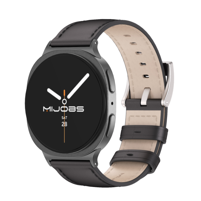 Шкіряний ремінець для Samsung Galaxy Watch 8 (40/44 мм) / Watch Ultra — натуральна шкіра, нержавіюча (чорний)