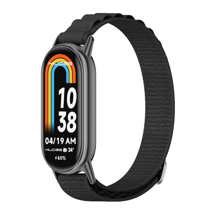 Тканинний ремінець Alpine для Mi Band 8 / 9 з липучкою (Чорний)