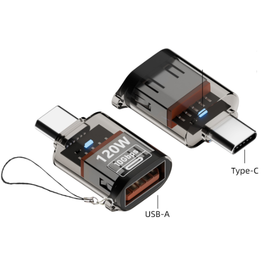 Перехідник Type-C на USB 3.2 Gen2 (10Gbps) 120W OTG адаптер Type C → USB-A (чорний)