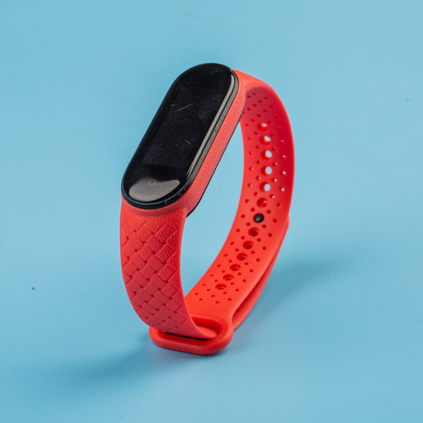 Силиконовый ремешок с имитацией плетения для Mi Band 3 | 4 (Червоний)