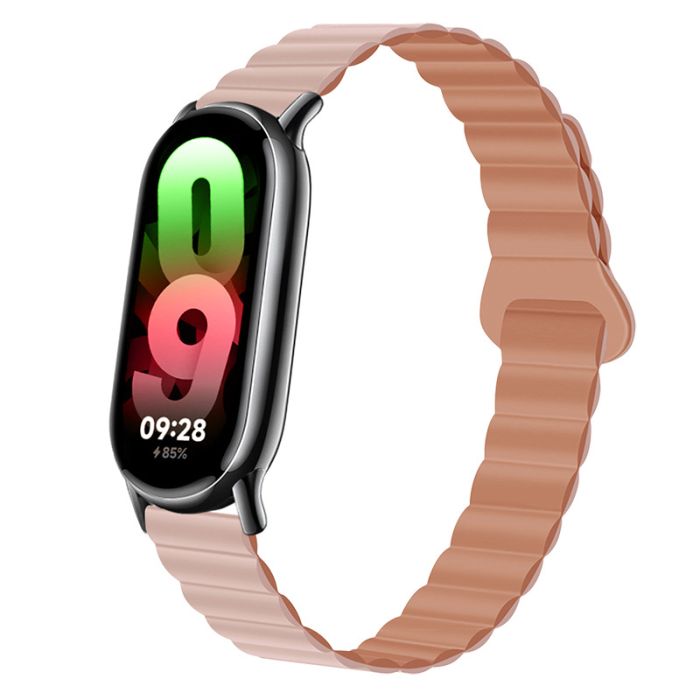 Ремінець магнітний силіконовий на MIband 8/9 , Чорний+сірий (Рожевий)
