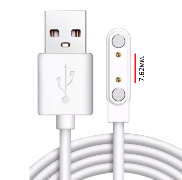Магнітний USB кабель для смарт-годинників універсальний 2pin 7.62 мм.