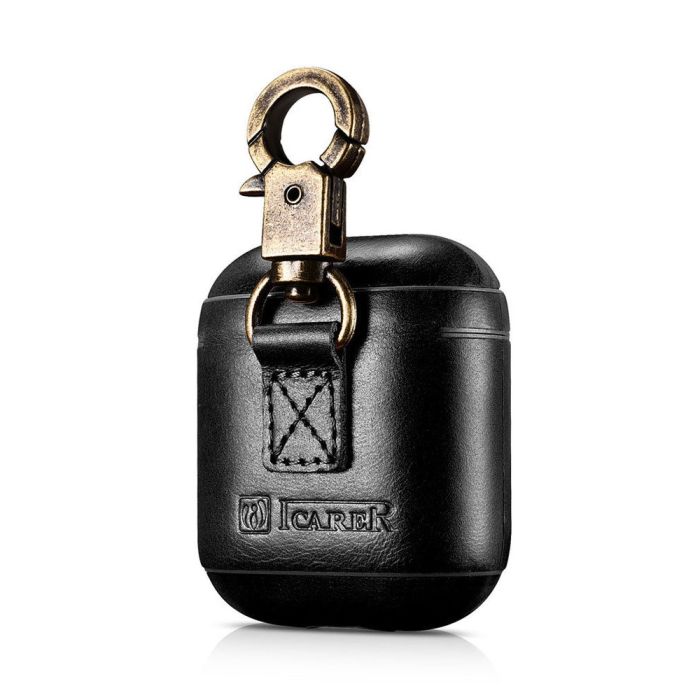 Чохол AirPods iCarer Vintage Leather Case , Світло-коричневий (Чорний)