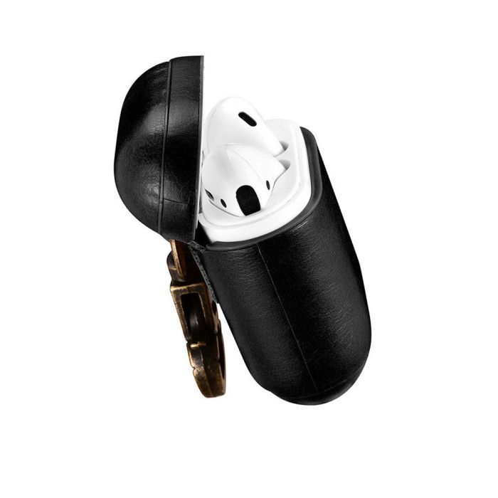 Чохол AirPods iCarer Vintage Leather Case , Світло-коричневий (Чорний)