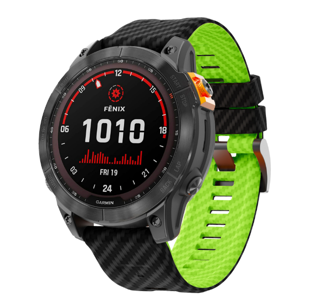 Силіконовий ремінець з карбоновим візерунком 26 мм для Garmin Fenix / Enduro / Tactix (Green)