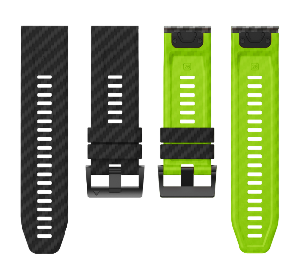 Силіконовий ремінець з карбоновим візерунком 26 мм для Garmin Fenix / Enduro / Tactix (Green)