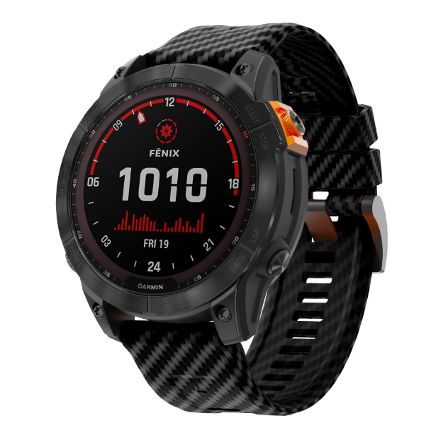 Силіконовий ремінець з карбоновим візерунком  22 мм для Garmin Fenix / Enduro / Tactix (Black)