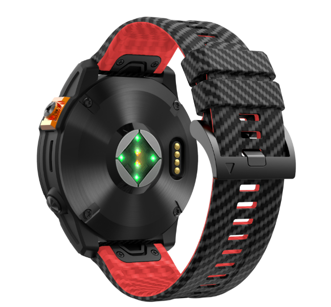Силіконовий ремінець з карбоновим візерунком  22 мм для Garmin Fenix / Enduro / Tactix (Red)