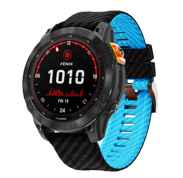 Силіконовий ремінець з карбоновим візерунком  22 мм для Garmin Fenix / Enduro / Tactix (Lihgt Blue)
