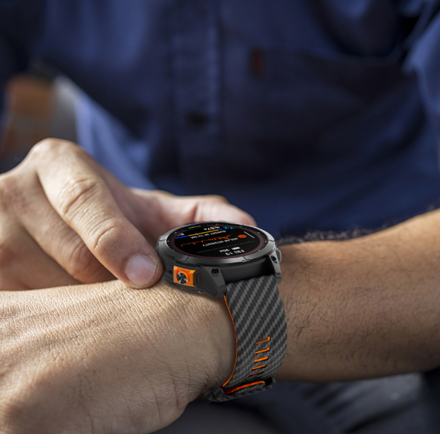 Силіконовий ремінець з карбоновим візерунком  22 мм для Garmin Fenix / Enduro / Tactix (Orange+Black)
