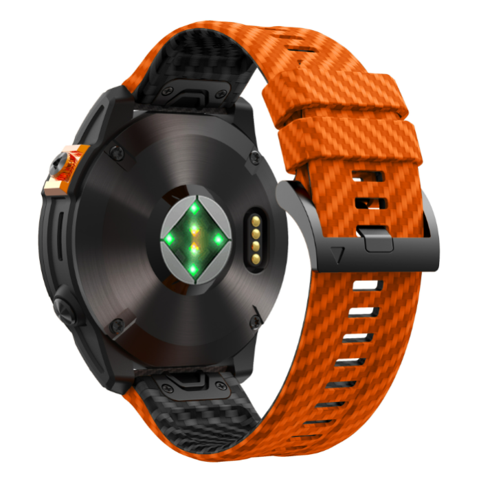 Силіконовий ремінець з карбоновим візерунком  22 мм для Garmin Fenix / Enduro / Tactix (Orange+Black)