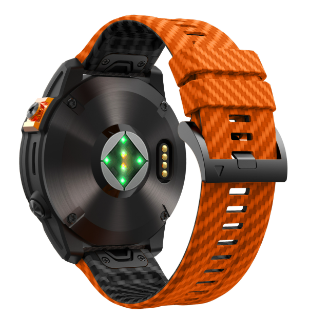 Силіконовий ремінець з карбоновим візерунком  22 мм для Garmin Fenix / Enduro / Tactix (Orange+Black)