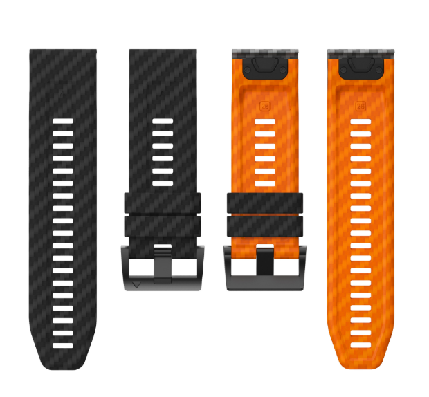 Силіконовий ремінець з карбоновим візерунком  22 мм для Garmin Fenix / Enduro / Tactix (Black orange)