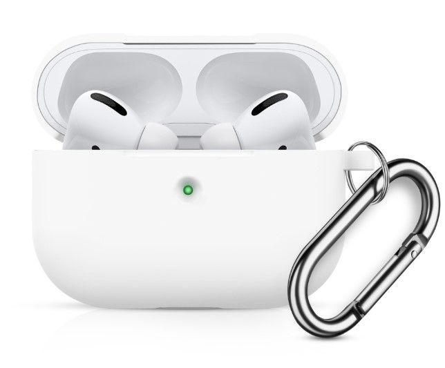 Чохол Силіконовий BlackPink для AirPods Pro Ultra Classic з карабіном, Зелений (Білий)