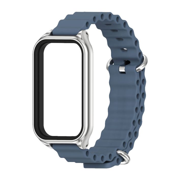 Силіконовий ремінець Ocean з алюмінієвою рамкою для Mi Band 9 Active / Redmi Band 3 (Синій)