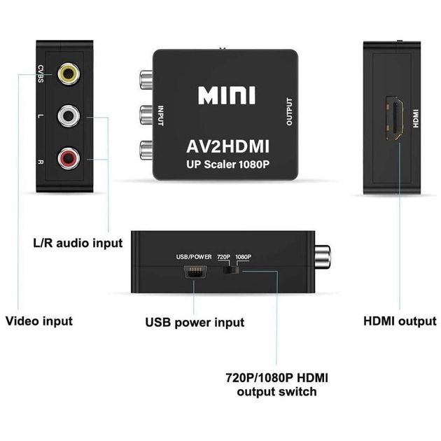 Перехідник AV2HDMI Up Scalre 1080P Black