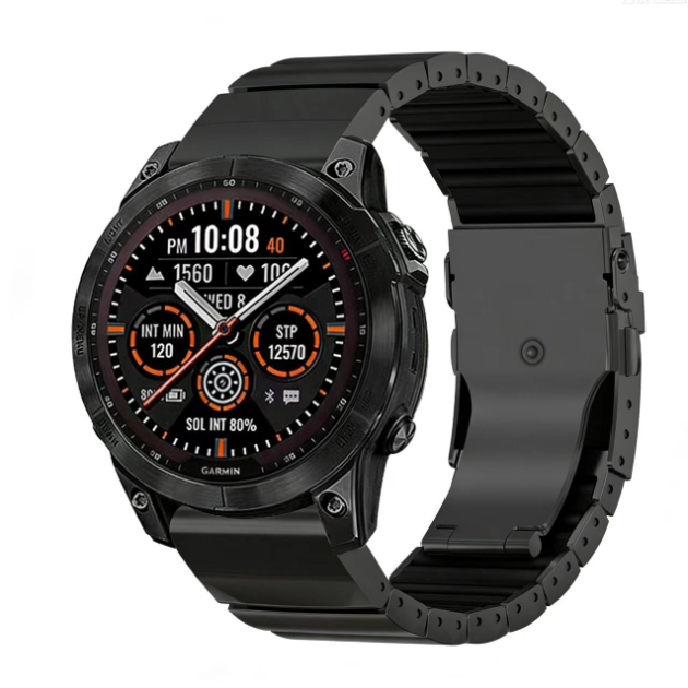 Титановий ремінець для Garmin 22 мм Quick Release — браслет Titanium з силіконовою вставкою, проти п (black)