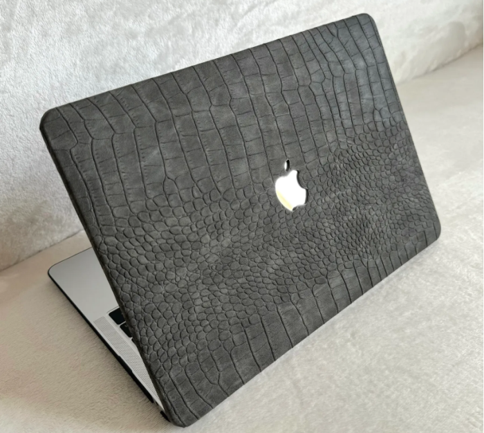 Чохол накладка на MacBook Pro 13  M1/M2/M3 ШКІРЯНИЙ (Сірий)