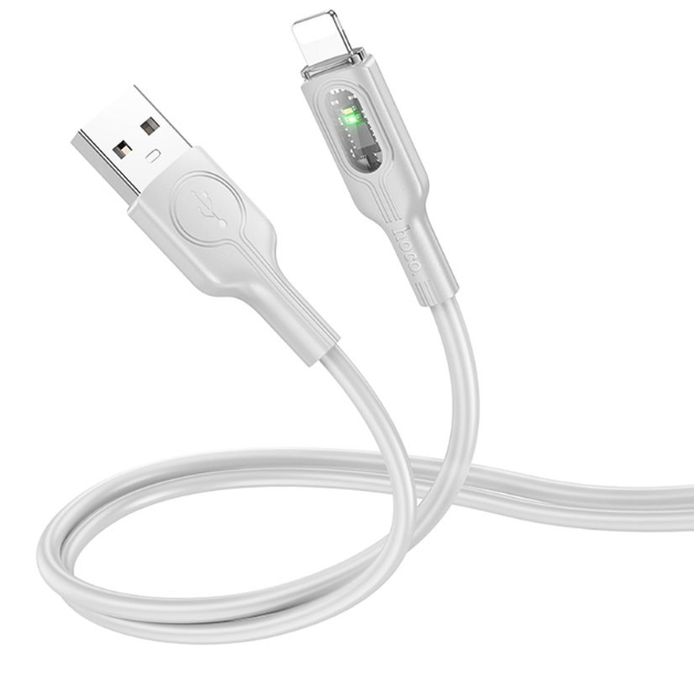 Дата кабель Hoco U120 Transparent explore intelligent power-off USB to Lightning (1.2m)