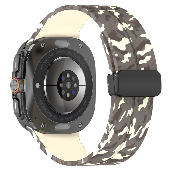 Камуфляжний силіконовий ремінець з магнітною пряжкою для Samsung Galaxy Watch7 Ultra 47 мм (жовтий)