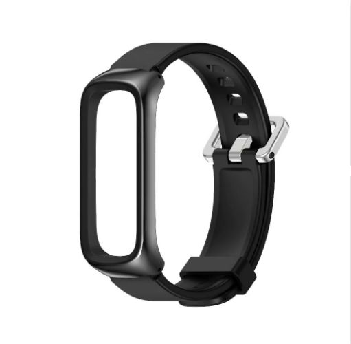 Силіконовий ремінець з захисною рамкою для Samsung Galaxy Fit 2 (чорний)