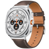 Ремінець з натуральної шкіри для Samsung Galaxy Watch Ultra / Watch 6 Classic (Коричневий+срібний)