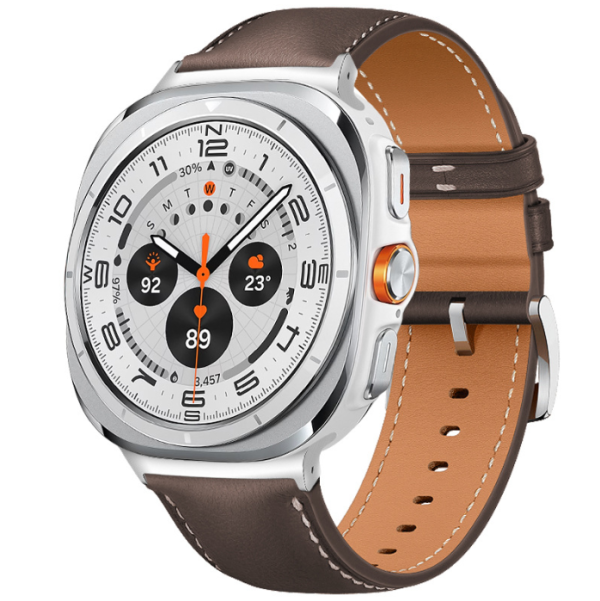 Ремінець з натуральної шкіри для Samsung Galaxy Watch Ultra / Watch 6 Classic (Коричневий+срібний)