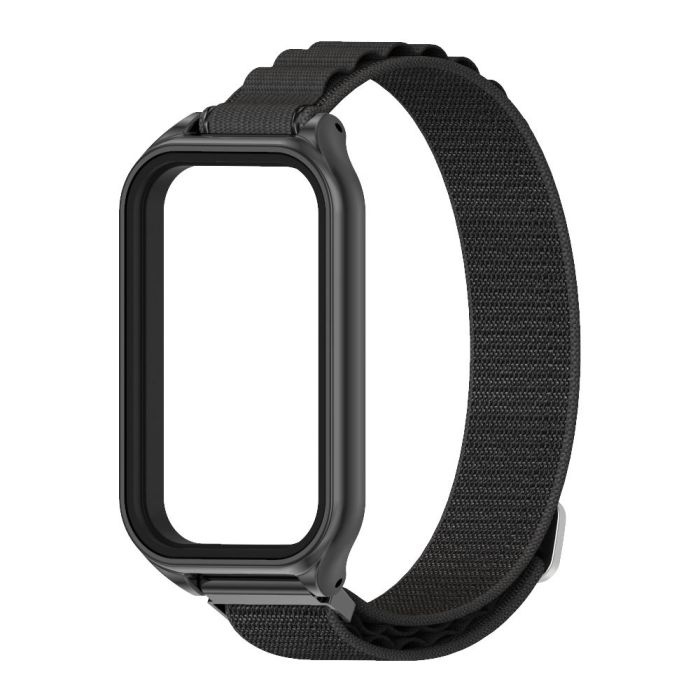  Тканевий ремінець з металевою рамкою для Mi Band 9 Active / Redmi Band 3 (Чорний)