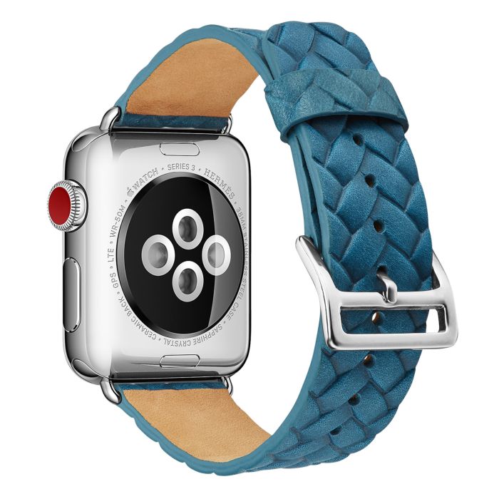 Шкіряний ремінець BlackPink з Плетенням для Apple Watch 38/40mm, Синій (Синій)