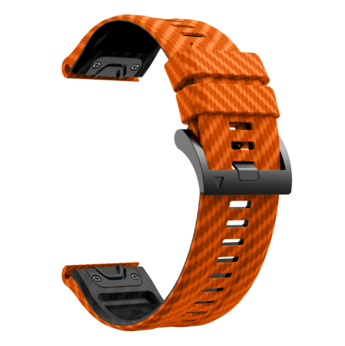 Силіконовий ремінець з карбоновим візерунком 26 мм для Garmin Fenix / Enduro / Tactix (Orange+Black)