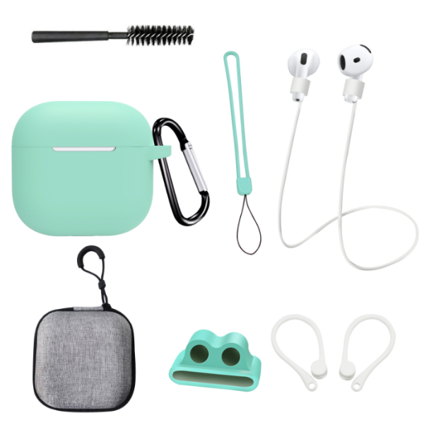 Чохол для AirPods 4 із комплектом аксесуарів 7в1 (Ментоловий)