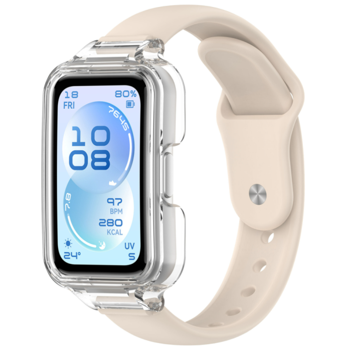 Ремінець для Huawei Band 8 / 9 / 10 з прозорим захисним бампером, силіконовий спортивний браслет (starlight)