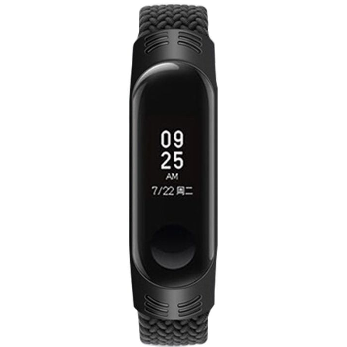 Тканинний монобраслет Braided Solo Loop для Xiaomi Mi Band 3 | 4 | 5 | 6 (S - 160 мм), Чорний (Чорний)