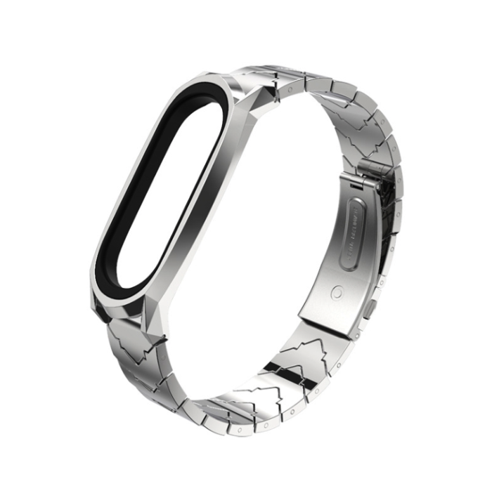 Ремінець металевий MiJOAS для Mi Band 3 | 4 | 5 | 6 GT Shark, Фіолетовий (Срібний)