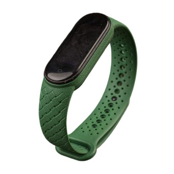 Силіконовий ремінець з імітацією плетіння для Mi Band 5 | 6 | 7, Джинсовий (Зеленый)