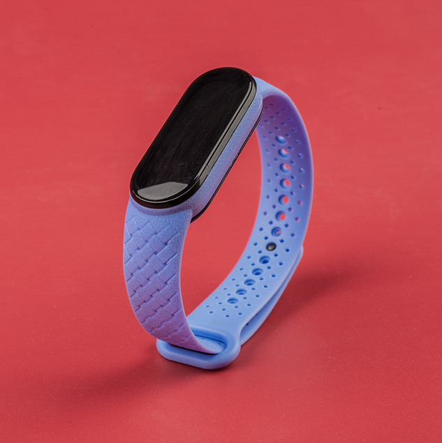 Силіконовий ремінець з імітацією плетіння для Mi Band 5 | 6 | 7, Джинсовий (Джинсовый)
