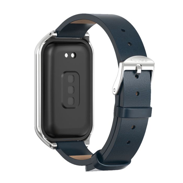 Ремінець із екошкіри MiJobs для Redmi Smart Band 3 / Mi Band 9 Active (Синій)