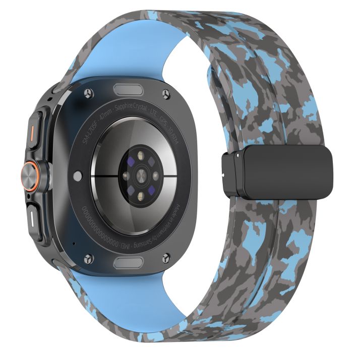 Камуфляжний силіконовий ремінець з магнітною пряжкою для Samsung Galaxy Watch7 Ultra 47 мм (блакитний)