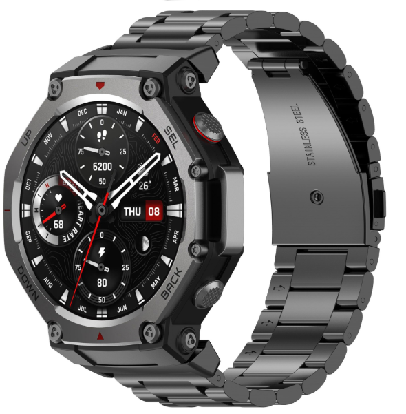 Металевий ремінець з нержавіючої сталі для Amazfit T-REX 3  (чорний)