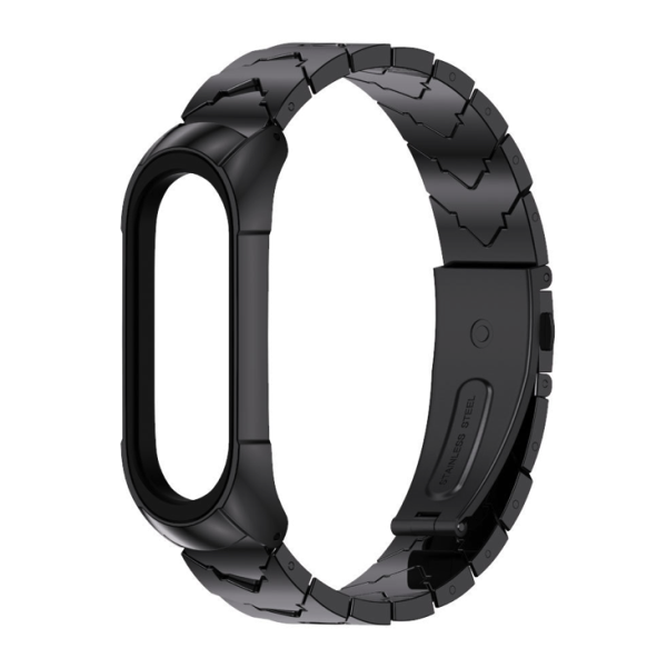 Ремінець металевий MiJOAS для Mi Band 3 | 4 | 5 | 6 GT Shark, Фіолетовий (Черный TF2)