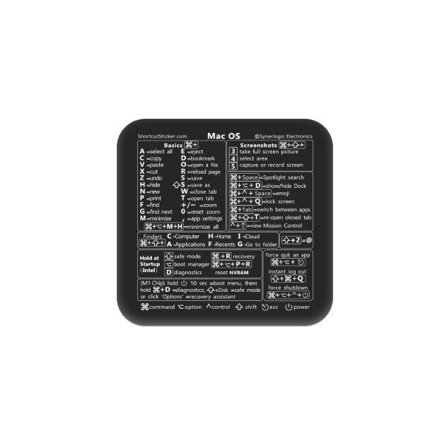 Підставка для зап’ястя з гарячими клавішами Mac OS (наклейка для MacBook) (Чорний)