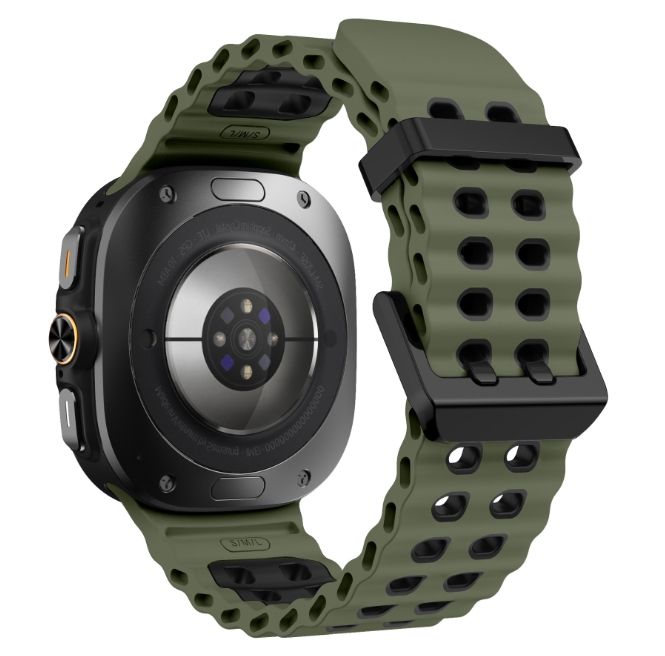 Двоколірний силіконовий ремінець для Samsung Watch Ultra 47 мм (темно зелений)
