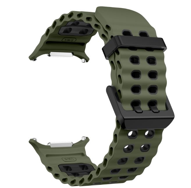 Двоколірний силіконовий ремінець для Samsung Watch Ultra 47 мм (темно зелений)