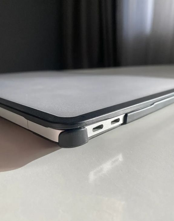 Пластикова накладка з силіконовим бампером для Macbook Air (M1 | A1932 | A2337) (Прозрачный + серый бампер)