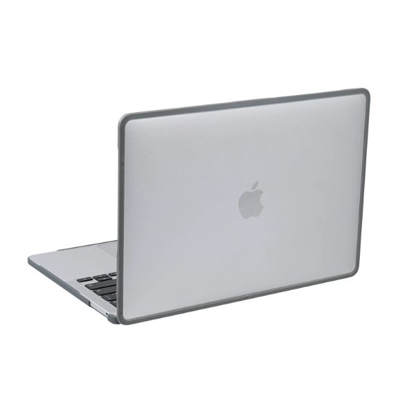 Пластикова накладка з силіконовим бампером для Macbook Air (M1 | A1932 | A2337) (Прозрачный + серый бампер)
