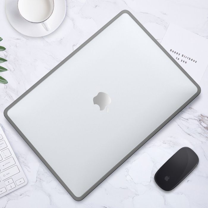 Пластикова накладка з силіконовим бампером для Macbook Air (M1 | A1932 | A2337) (Прозрачный + серый бампер)