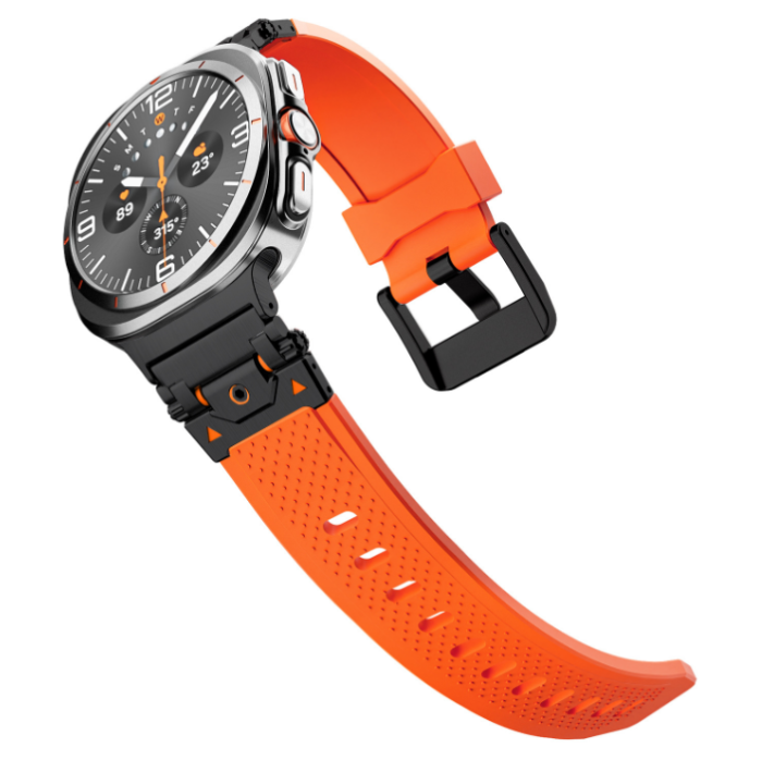 Ремінець для Samsung Galaxy Watch 7 Ultra 47mm (TPU + металевий конектор) Black (Orange)