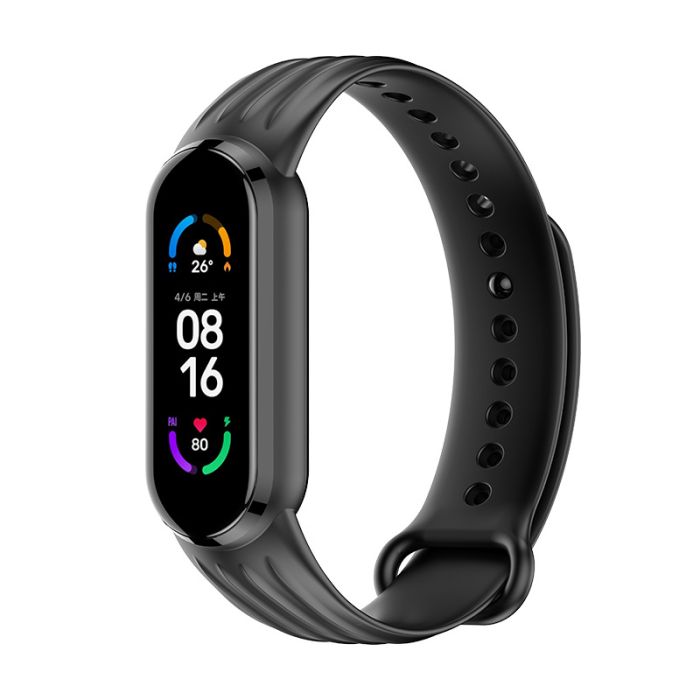Силиконовый ремешок Dragon для Xiaomi Mi Band 5 | 6 / 7, Красный (Чорний)