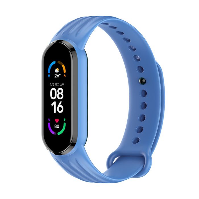 Силиконовый ремешок Dragon для Xiaomi Mi Band 5 | 6 / 7, Красный (Джинсовый)