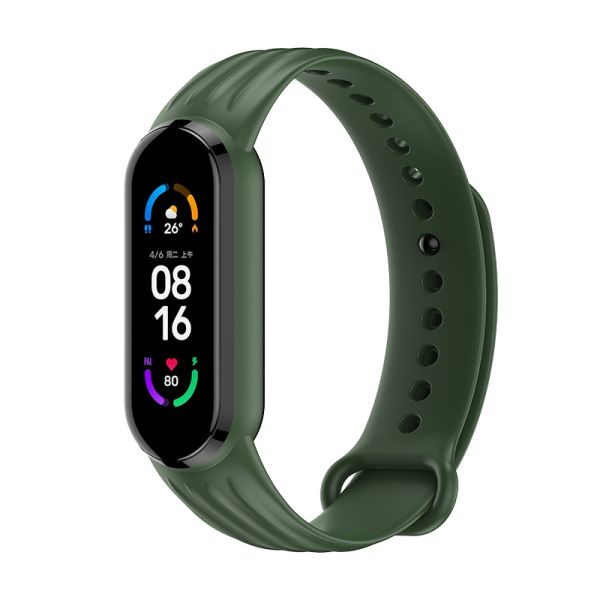 Силиконовый ремешок Dragon для Xiaomi Mi Band 5 | 6 / 7, Красный (Темно-Зеленый)